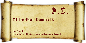 Milhofer Dominik névjegykártya